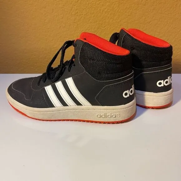 ADIDAS HIGH Top Shoes Stylish Gently Used Boys, Size 4 Big Boy, Black White Red