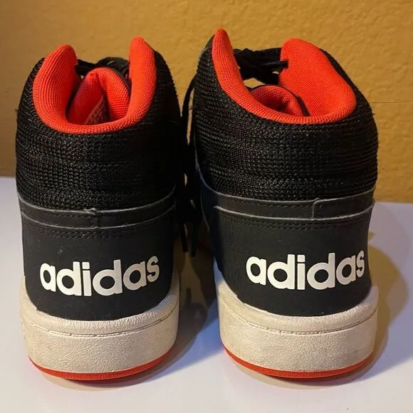 ADIDAS HIGH Top Shoes Stylish Gently Used Boys, Size 4 Big Boy, Black White Red