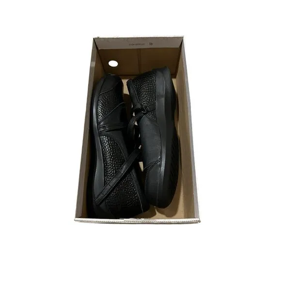 AETREX Julia  Black Pebbled Leather Strappy Mary Jane Comfort Shoes Size 8 NEW