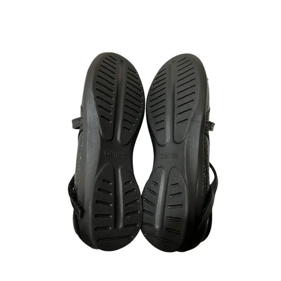AETREX Julia  Black Pebbled Leather Strappy Mary Jane Comfort Shoes Size 8 NEW