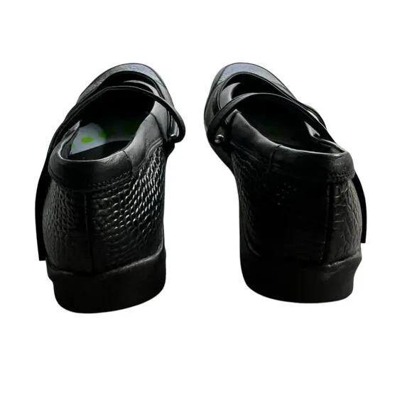 AETREX Julia  Black Pebbled Leather Strappy Mary Jane Comfort Shoes Size 8 NEW