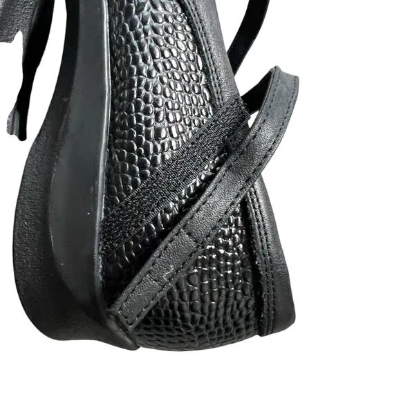 AETREX Julia  Black Pebbled Leather Strappy Mary Jane Comfort Shoes Size 8 NEW