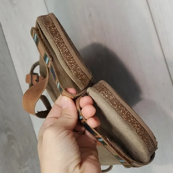 Aetrex Womens Comfort Leather Wedge Strap Sandals shoes sz 10.5