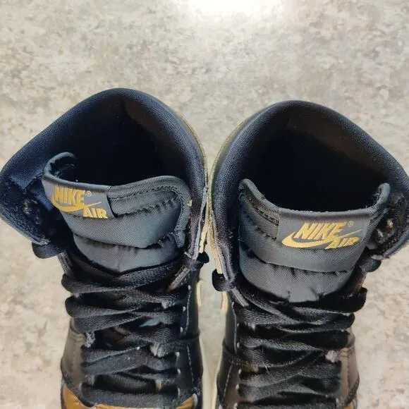 Air Jordan 1 Retro High OG Black Metallic Gold (GS) Youth 4Y Shoes FD1437-071