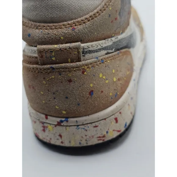 Air Jordan 1 SE Mid Brushstroke Paint Splatter Size 7.5 Mens DA8005-100