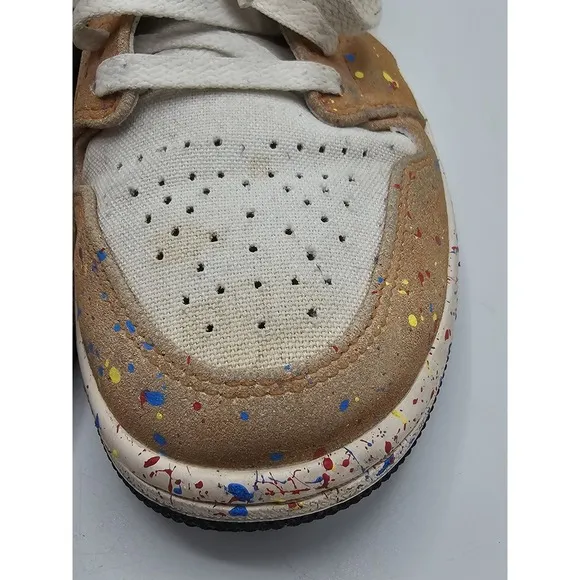 Air Jordan 1 SE Mid Brushstroke Paint Splatter Size 7.5 Mens DA8005-100