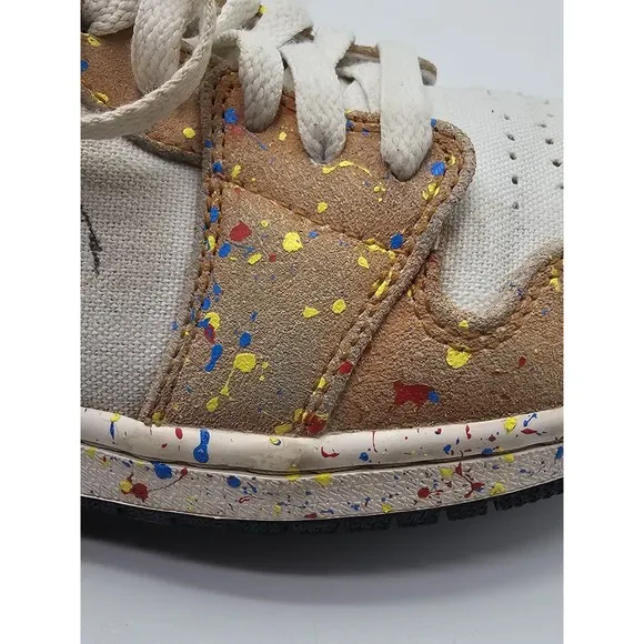 Air Jordan 1 SE Mid Brushstroke Paint Splatter Size 7.5 Mens DA8005-100