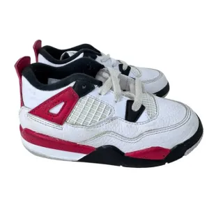 Air Jordan 4 Retro High Top Sneaker Shoes Youth Size 10C White Black BQ7670-161‎