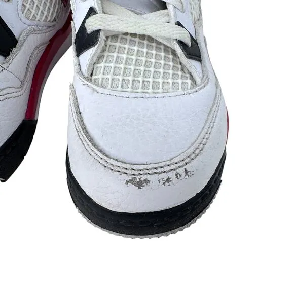 Air Jordan 4 Retro High Top Sneaker Shoes Youth Size 10C White Black BQ7670-161‎