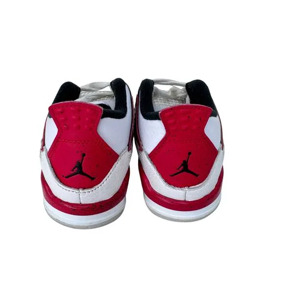 Air Jordan 4 Retro High Top Sneaker Shoes Youth Size 10C White Black BQ7670-161‎