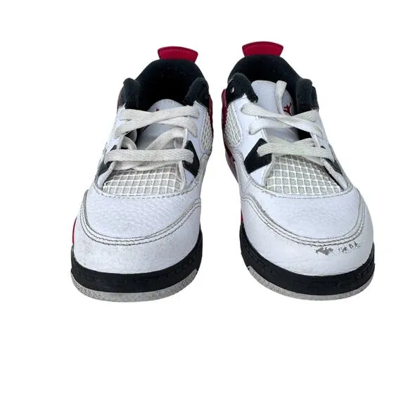 Air Jordan 4 Retro High Top Sneaker Shoes Youth Size 10C White Black BQ7670-161‎