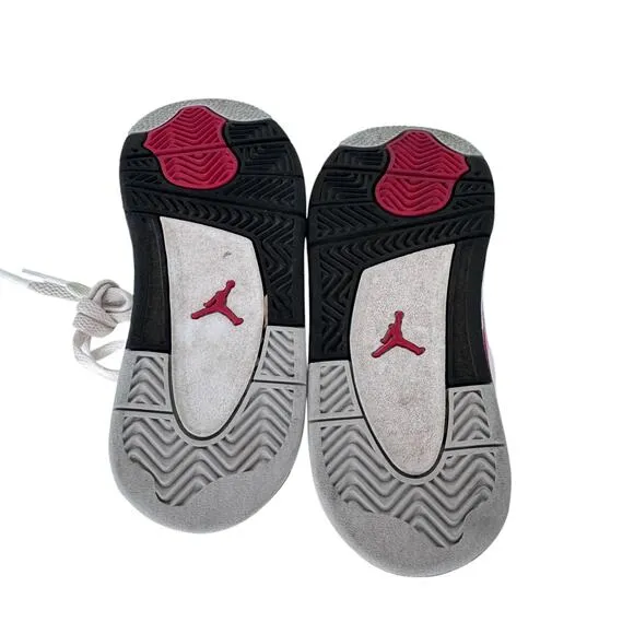 Air Jordan 4 Retro High Top Sneaker Shoes Youth Size 10C White Black BQ7670-161‎