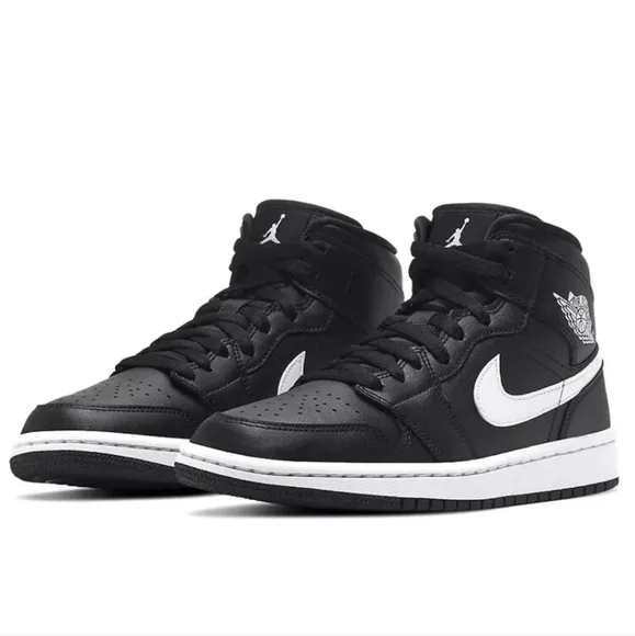 Air Jordan Wmns Air Jordan 1 Mid Black White BQ6472-011 Authenticity Guaranteed
