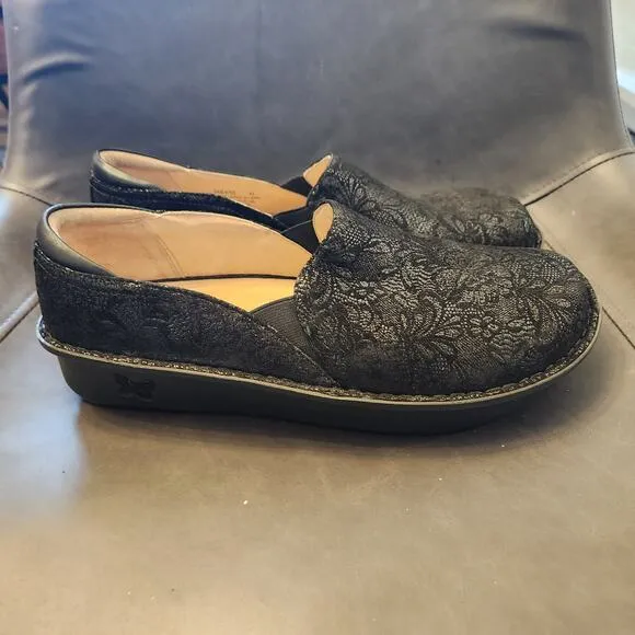 Alegria Debra Black Sprigs Clog Shoes Size 11