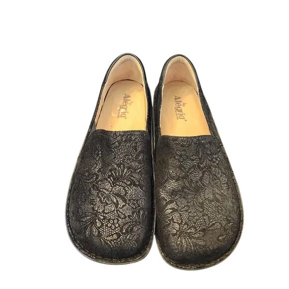 Alegria Debra Black Sprigs Clog Shoes Size 11