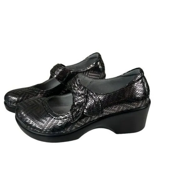 Alegria Ella Women SZ 36 Pewter Dazzle Mary Jane Pump Shoes Gray Metallic Comfy