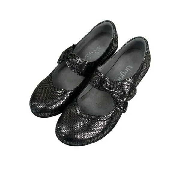 Alegria Ella Women SZ 36 Pewter Dazzle Mary Jane Pump Shoes Gray Metallic Comfy