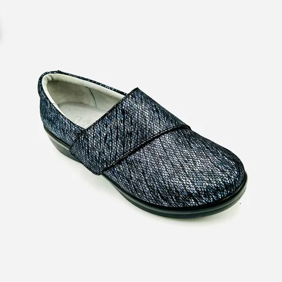 Alegria shoes Lauryn clogs leather clogs metallic like new blue women size EU 38