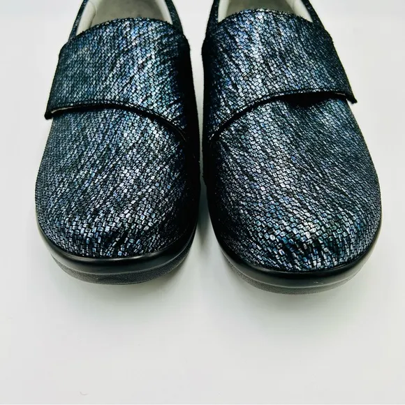 Alegria shoes Lauryn clogs leather clogs metallic like new blue women size EU 38