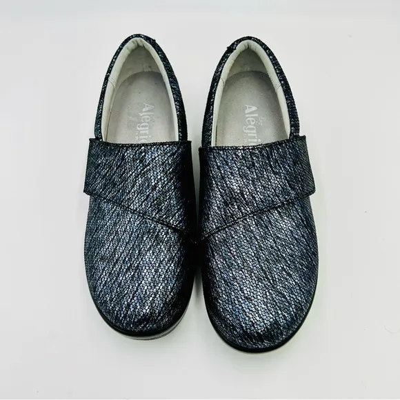 Alegria shoes Lauryn clogs leather clogs metallic like new blue women size EU 38