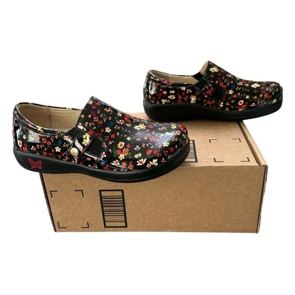 Algeria by PG Lite Kara Black Red Floral Slip-On Comfortable Kindred Mule Shoes