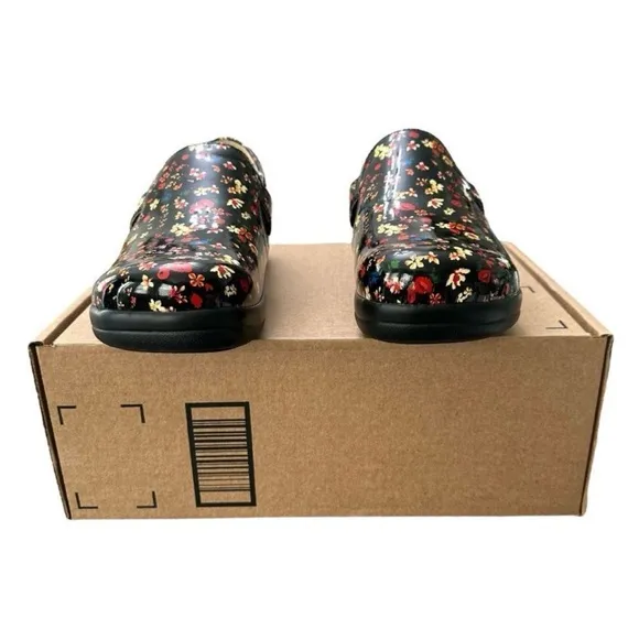 Algeria by PG Lite Kara Black Red Floral Slip-On Comfortable Kindred Mule Shoes