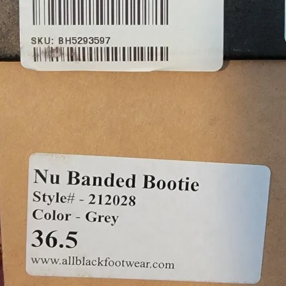 All Black Womens Nu Banded Gray Ankle Boots Shoes 36.5 Medium