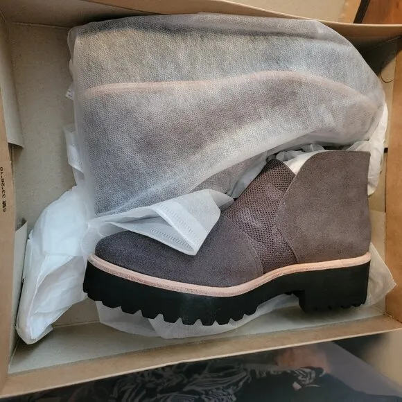 All Black Womens Nu Banded Gray Ankle Boots Shoes 36.5 Medium