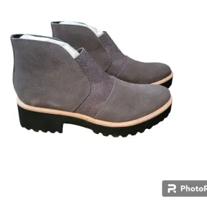 All Black Womens Nu Banded Gray Ankle Boots Shoes 36.5 Medium