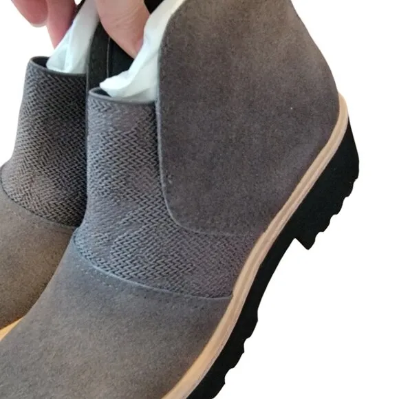 All Black Womens Nu Banded Gray Ankle Boots Shoes 36.5 Medium