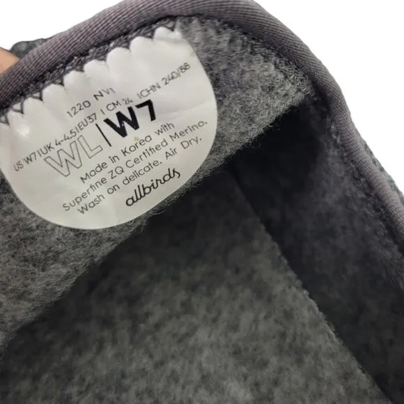 Allbirds Lounger Grey Flat Loafer Wool Round Toe Slip On Washable Comfort Size 7