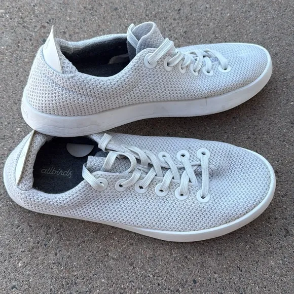 Allbirds Men’s Size 10 White Knit Sneakers Lace-Up Lightweight Eco Shoes