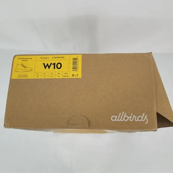 Allbirds Women's Wool Runner-up Mizzle High Top Sneaker Stony Cream Size 10 NIB
