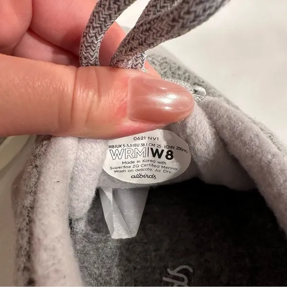 Allbirds Wool Runner Mizzles Shoes Light Gray Merino Wool Sneakers Size 8 Women