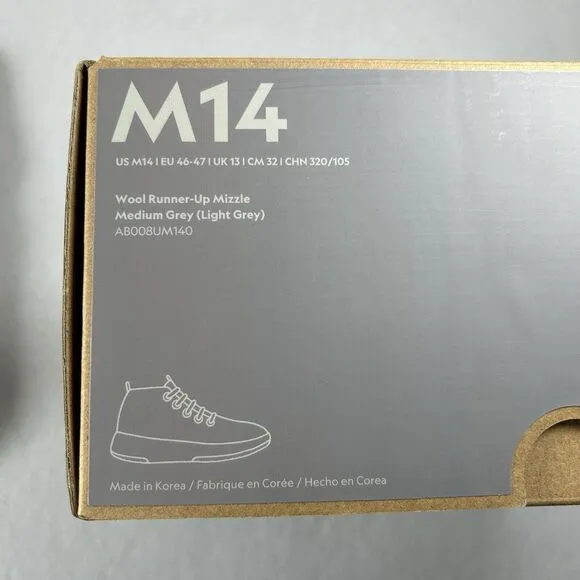 Allbirds‎ Wool Runner-Up Mizzle Shoes Men's Size 14 Medium Gray (Light Gray) NEW