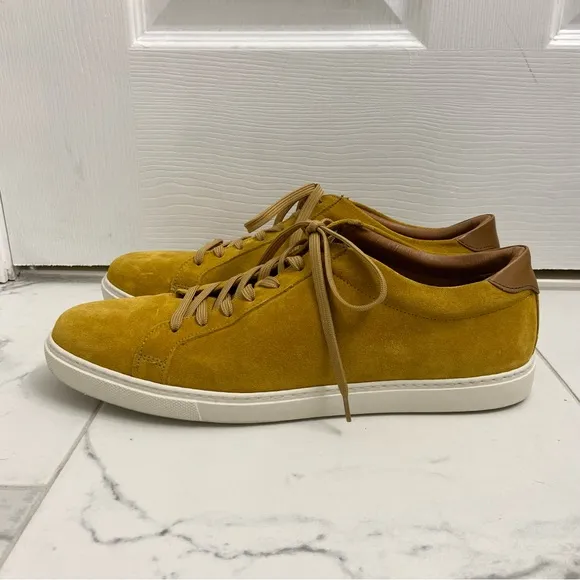 Allen Edmonds Courtside Suede Sneakers Mustard Yellow Size 11 Mens Lace Up