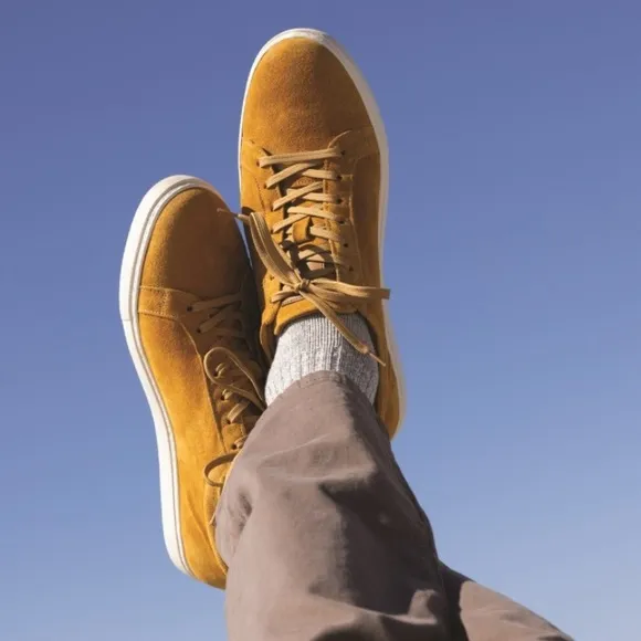 Allen Edmonds Courtside Suede Sneakers Mustard Yellow Size 11 Mens Lace Up