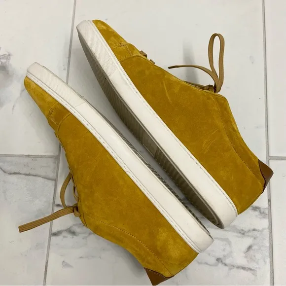 Allen Edmonds Courtside Suede Sneakers Mustard Yellow Size 11 Mens Lace Up