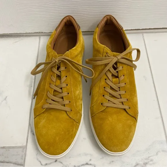 Allen Edmonds Courtside Suede Sneakers Mustard Yellow Size 11 Mens Lace Up