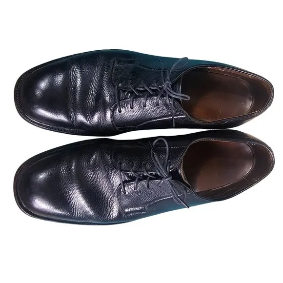Allen Edmonds Leeds 9558 9C Pebble Grain Plain Toe Derby Blucher 80s Vintage