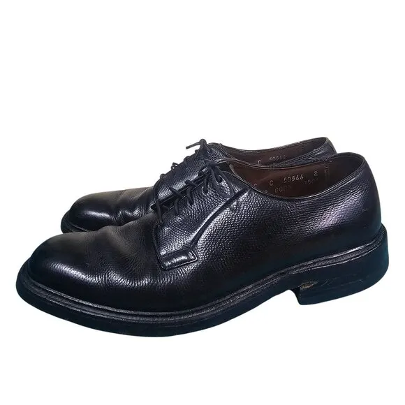 Allen Edmonds Leeds 9558 9C Pebble Grain Plain Toe Derby Blucher 80s Vintage