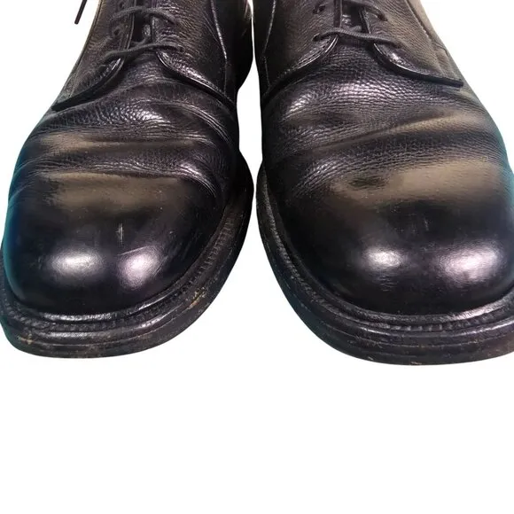 Allen Edmonds Leeds 9558 9C Pebble Grain Plain Toe Derby Blucher 80s Vintage