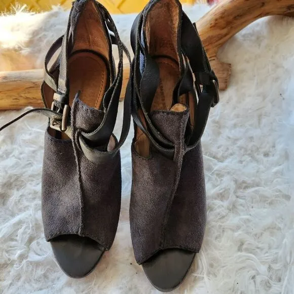 All Saints portia clog style heels gray suede