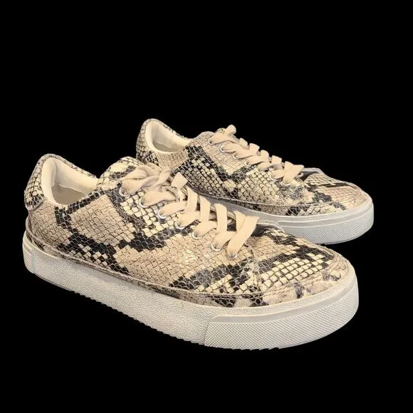 AllSaints Trish 40 Womens Size‎ 9 Shoes Brown White Snakeskin Low Top Sneakers