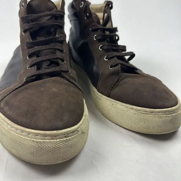 Alphakilo Shoes Mens 12‎ High-Top Leather Sneaker Brown Made in Portugal