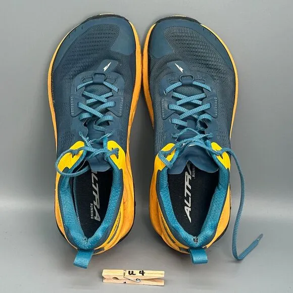 Altra Olympus 4 Men's 10.5 Blue Yellow Lace-Up Low Top Running Athletic Sneakers
