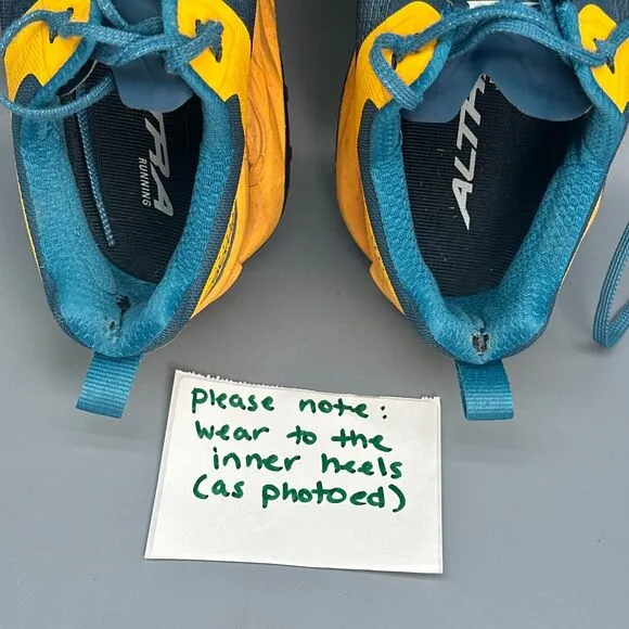 Altra Olympus 4 Men's 10.5 Blue Yellow Lace-Up Low Top Running Athletic Sneakers