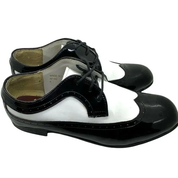 Andrew Fezza Oxford Shoes Men's White Black All Man Made Lace Up Dapper Size 6