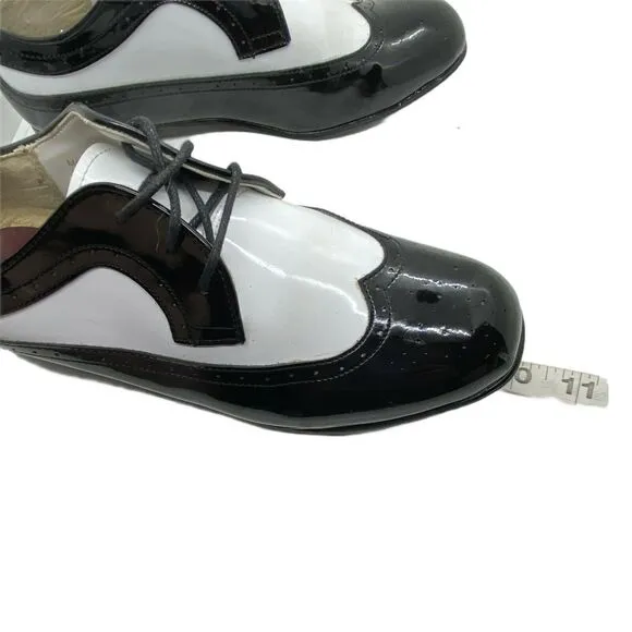 Andrew Fezza Oxford Shoes Men's White Black All Man Made Lace Up Dapper Size 6