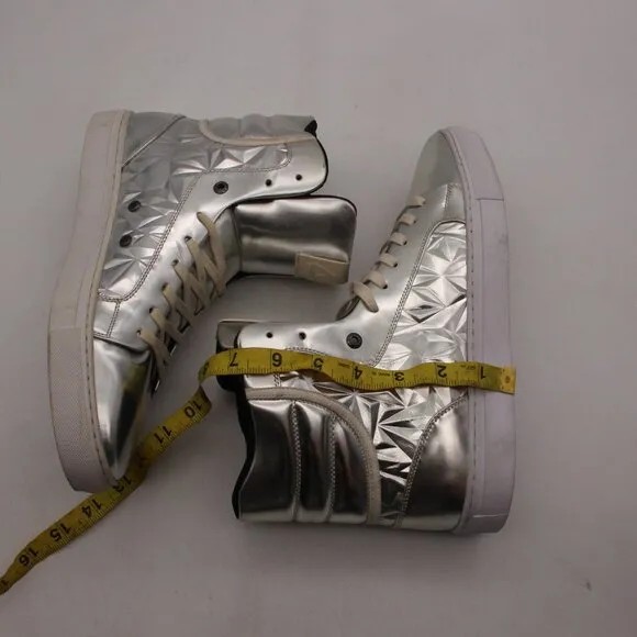Android Homme Men's Size 10 High Top Sneakers Shoes Silver Leather Lace Up